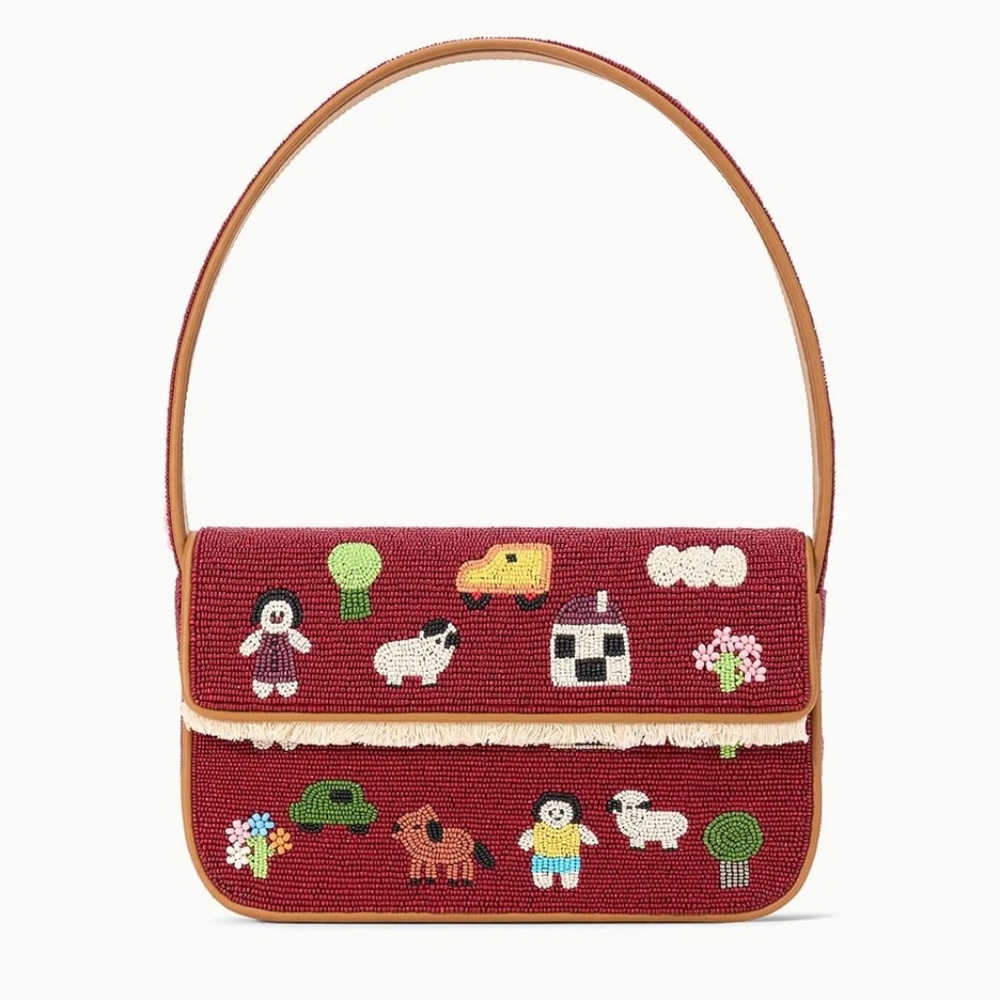 STAUD Tommy Beaded Bag Folk Town - Picture 1 of 10